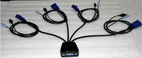 Lanbe LS-41JA - 4 Port Kabel KVM m. VGA/USB/Audio